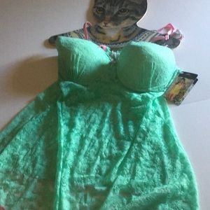 3x just sexy lingerie mint green and pink nwt